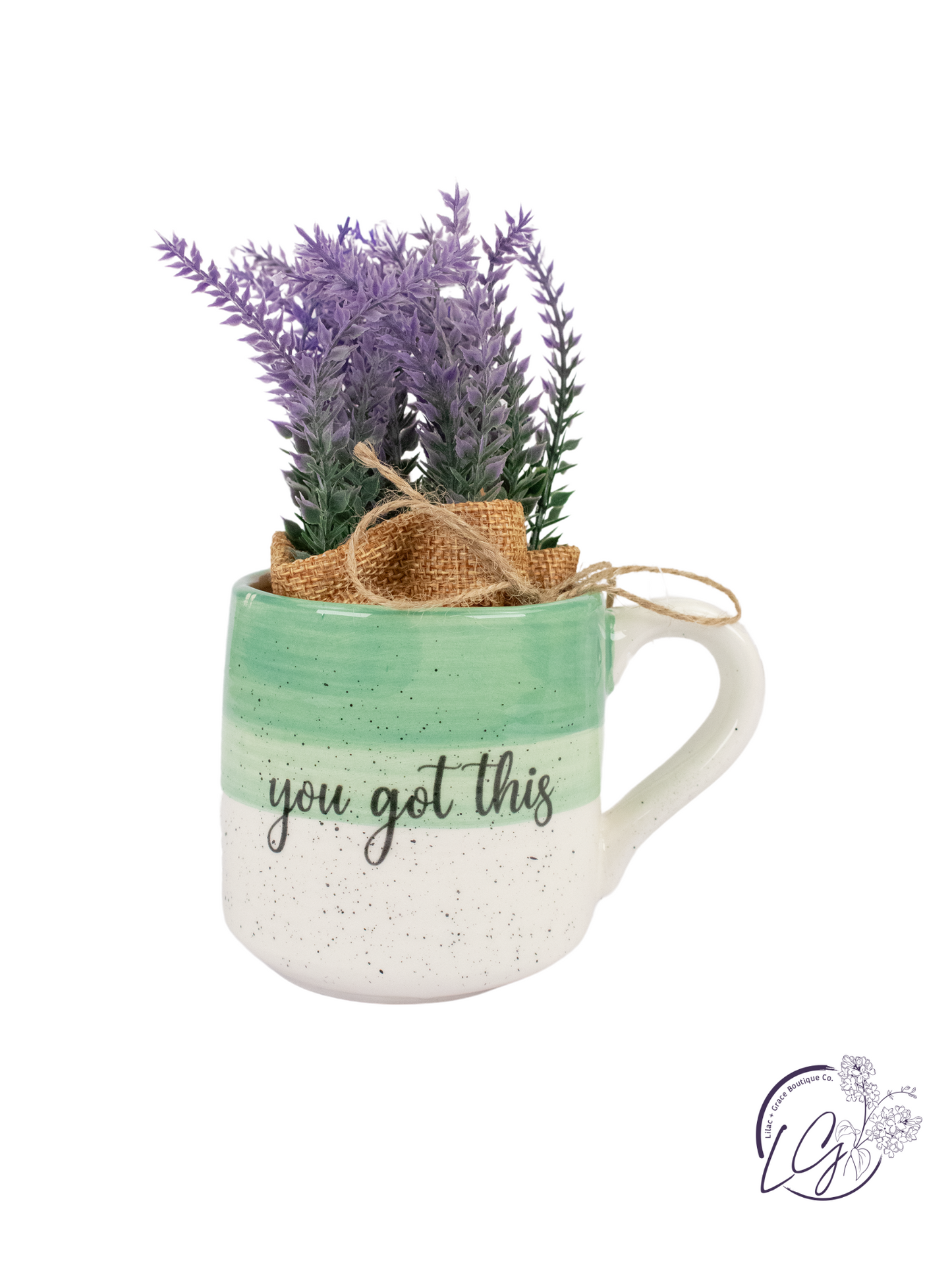 Ceramic Mug with Faux Flower - Enouraging Words