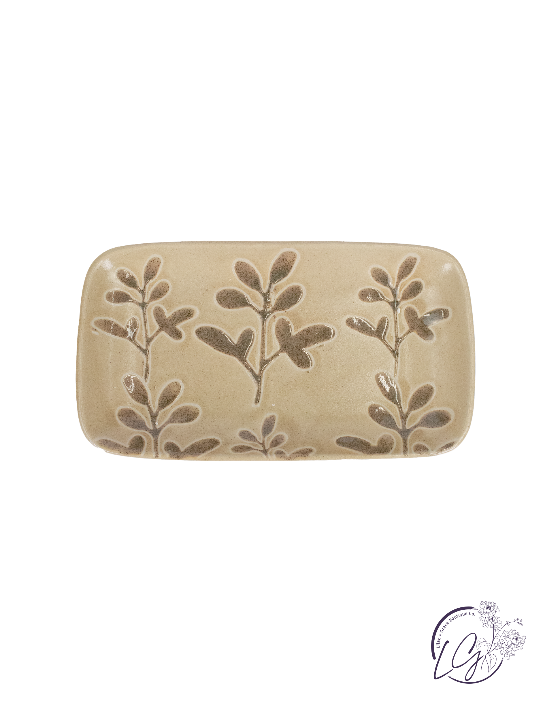 Stoneware Leaf Design Plate