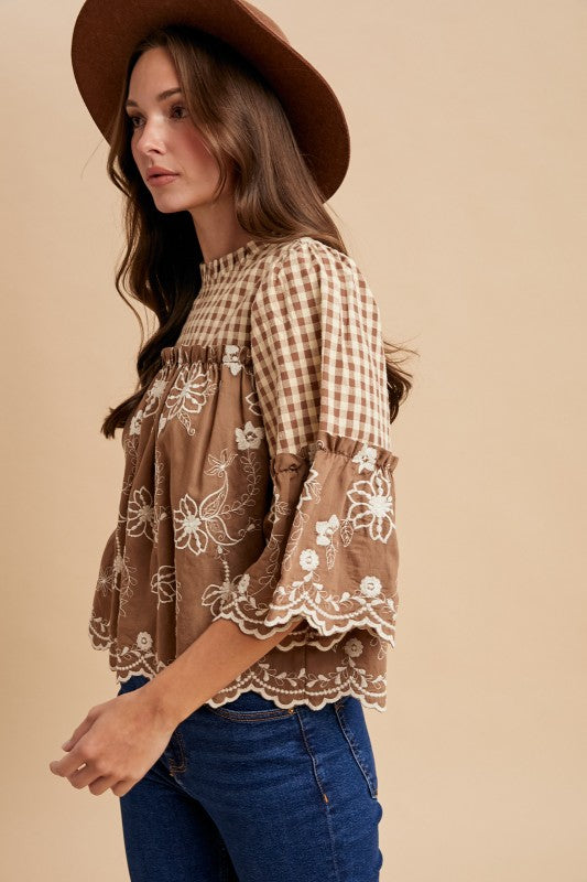 Harvest Lace Gingham Top