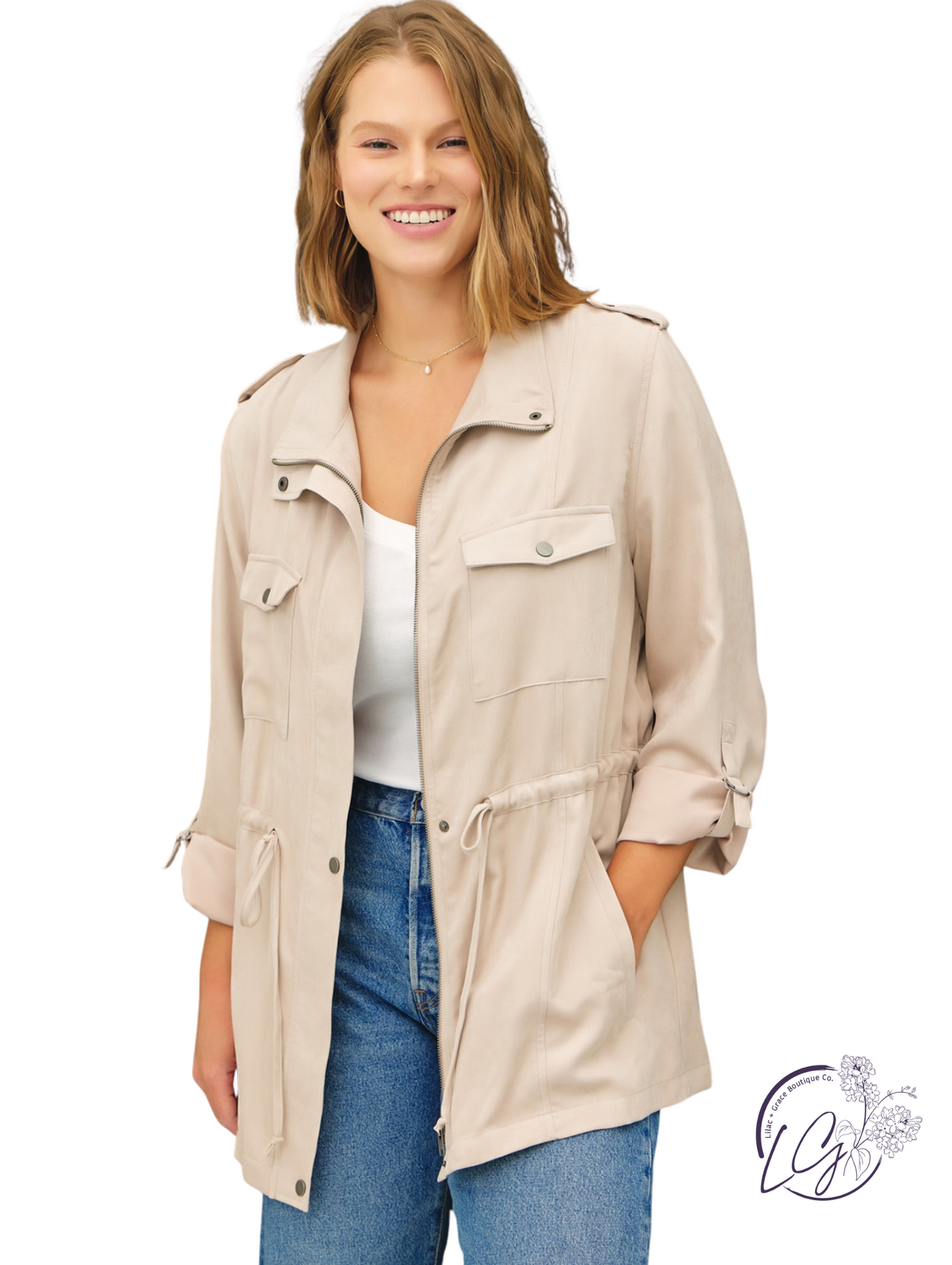 Curvy Sculpted Cargo Jacket
