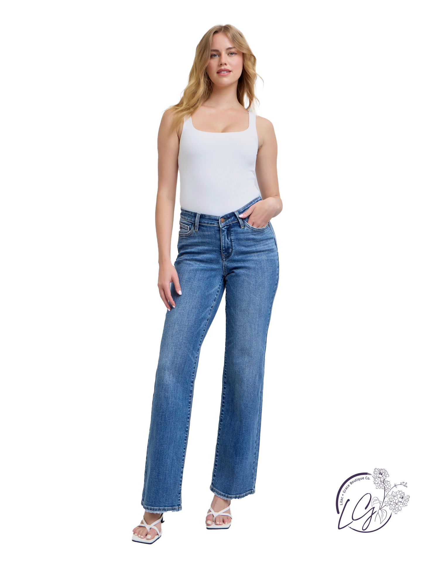 Vivienne High-Rise V-Front Waistband Vintage by Judy Blue
