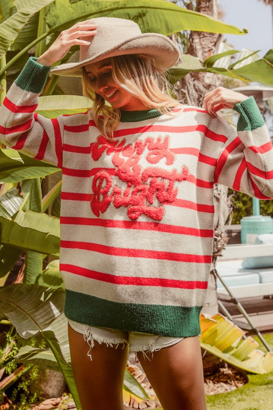 Merry & Bright Stripe Knit Top