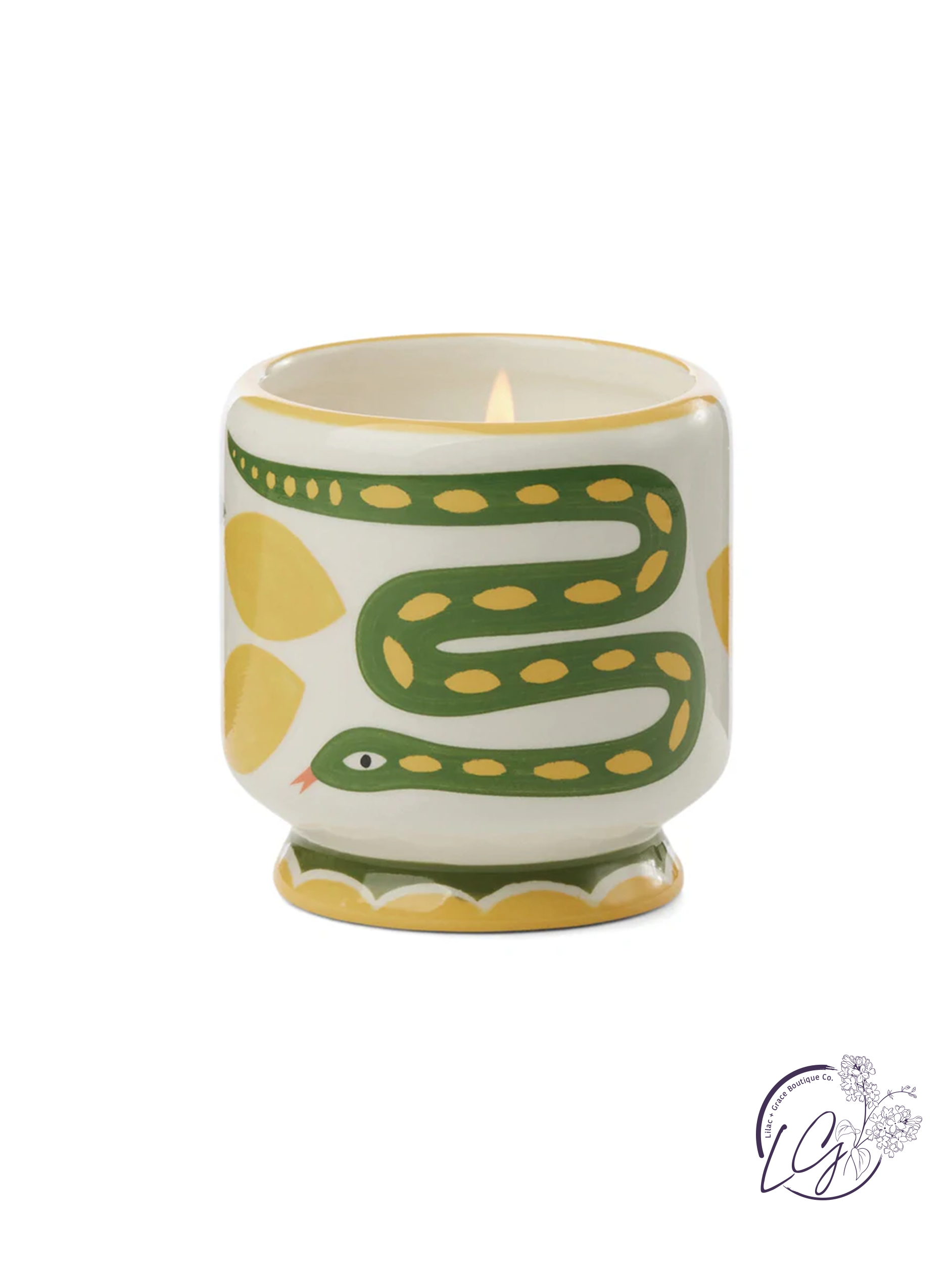 A Dopo 8 oz Handpainted "Snake" Ceramic - Wild Lemongrass