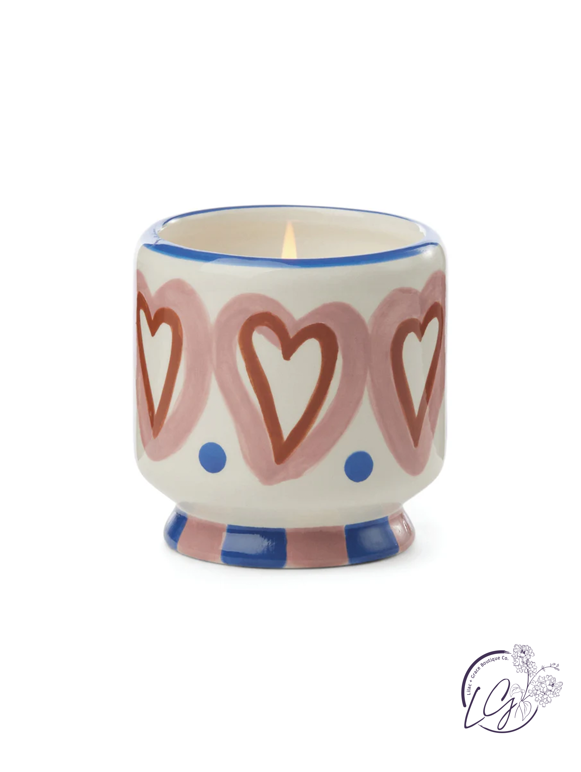 A Dopo 8 oz Handpainted "Hearts" Ceramic - Rosewood Vanilla