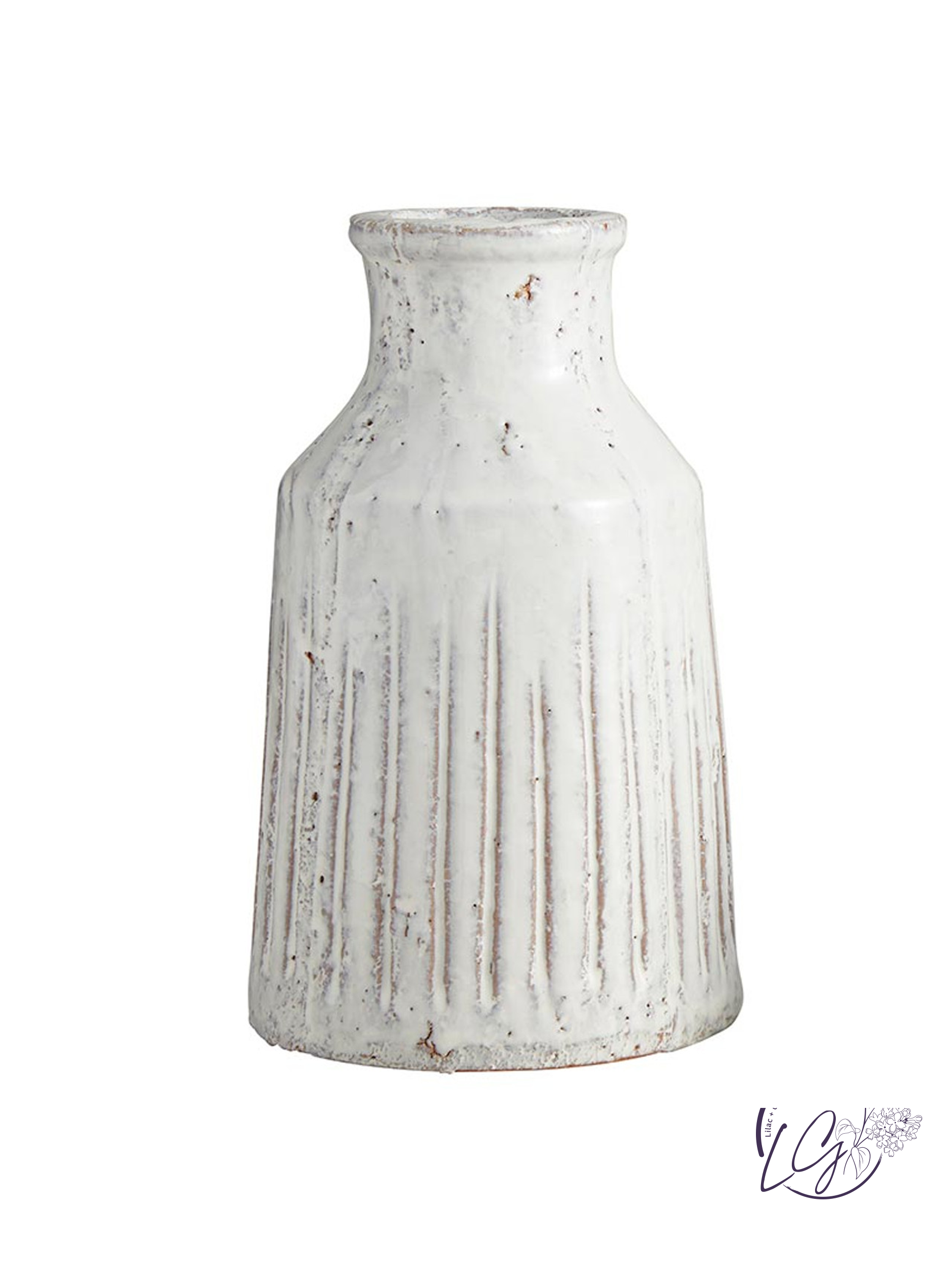 White Flower Pot - Tall