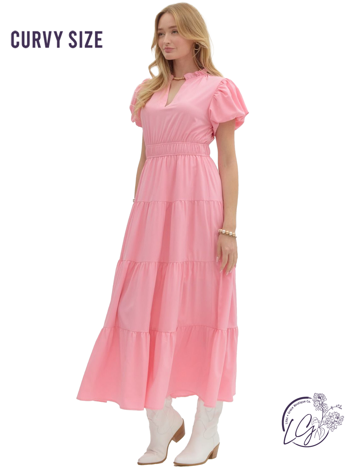 Curvy Held In Haze Midi Dress