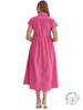 Binding Light Button Midi Dress