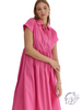 Binding Light Button Midi Dress