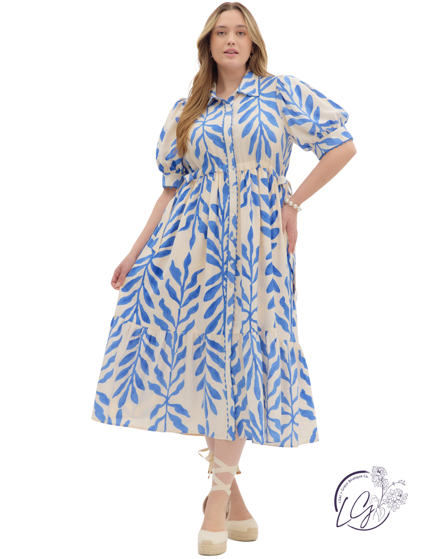 Curvy Wildgrove Tie Waist Midi Dress