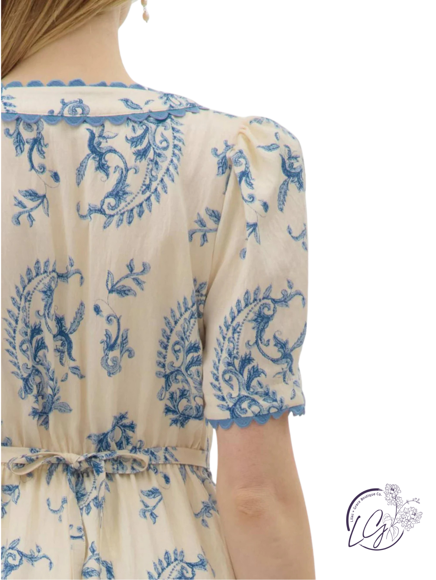 Wander Slow Paisley Pleated Midi Dress