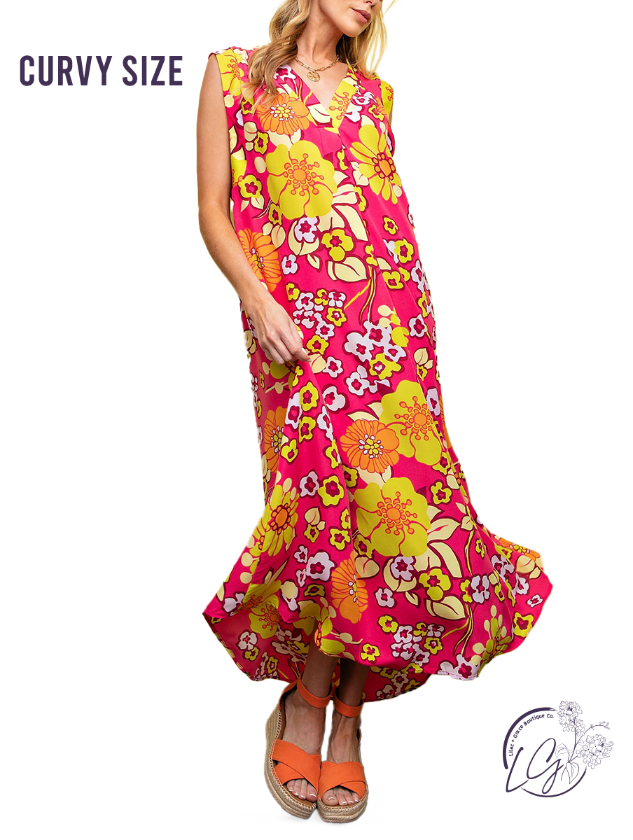 Curvy Retro Chic Maxi Dress