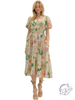 Quiet Tan V-Neck Midi Dress
