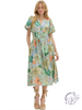 Quiet Tan V-Neck Midi Dress