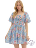 Velvet-Sweet Skies Bow Mini Dress