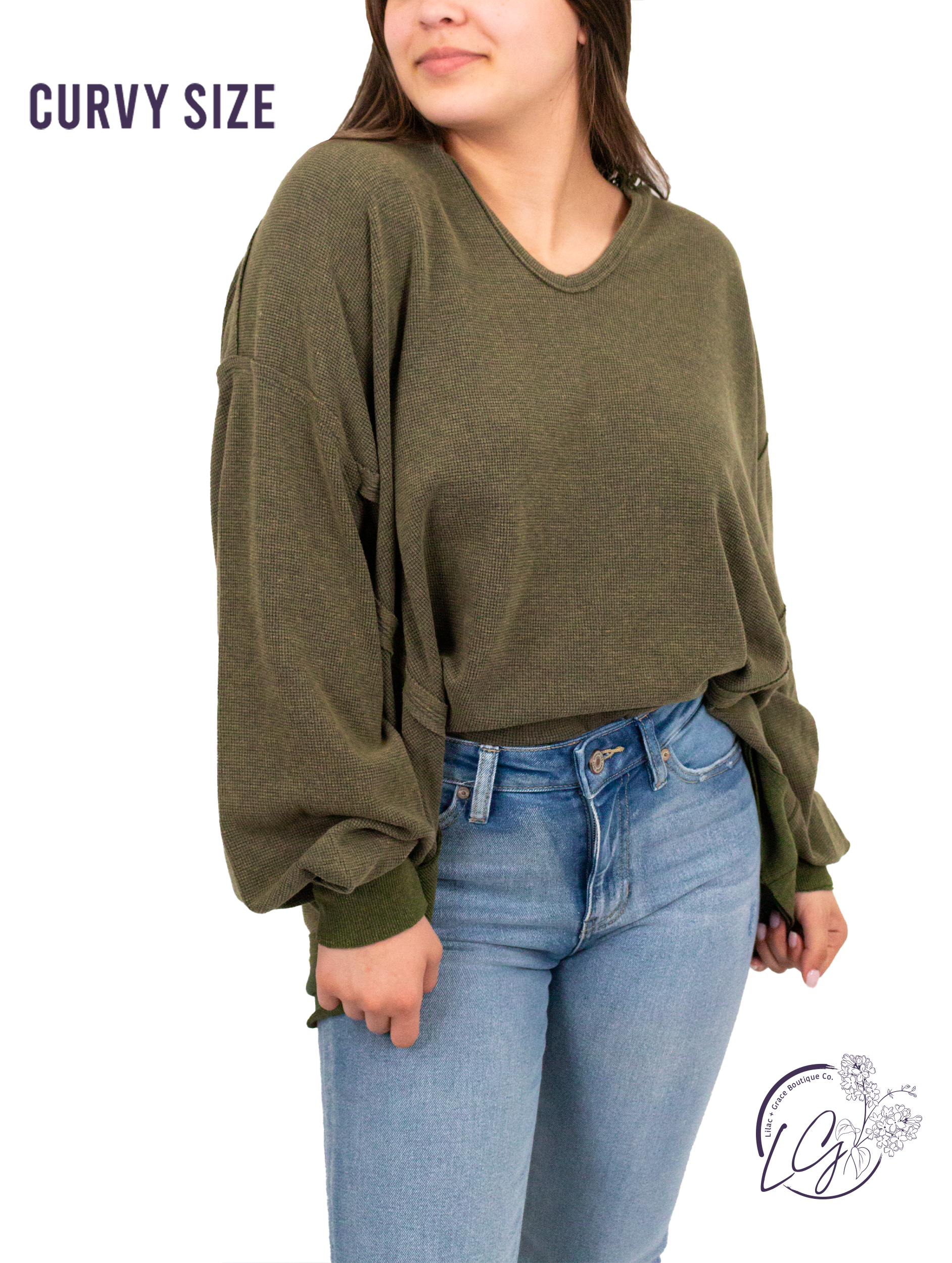 (Sale) Curvy Washed Oversized Split Neck Tee