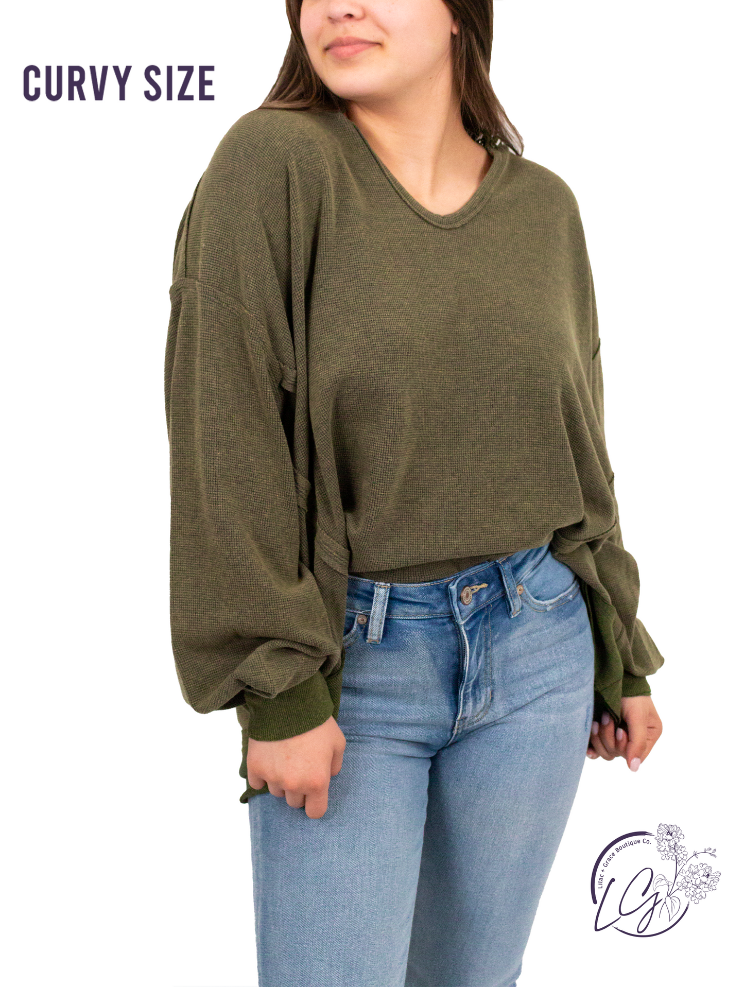 (Sale) Curvy Washed Oversized Split Neck Tee