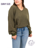 (Sale) Curvy Washed Oversized Split Neck Tee
