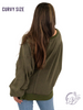 (Sale) Curvy Washed Oversized Split Neck Tee