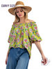 Curvy Peach Trails Woven Top