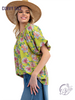 Curvy Peach Trails Woven Top