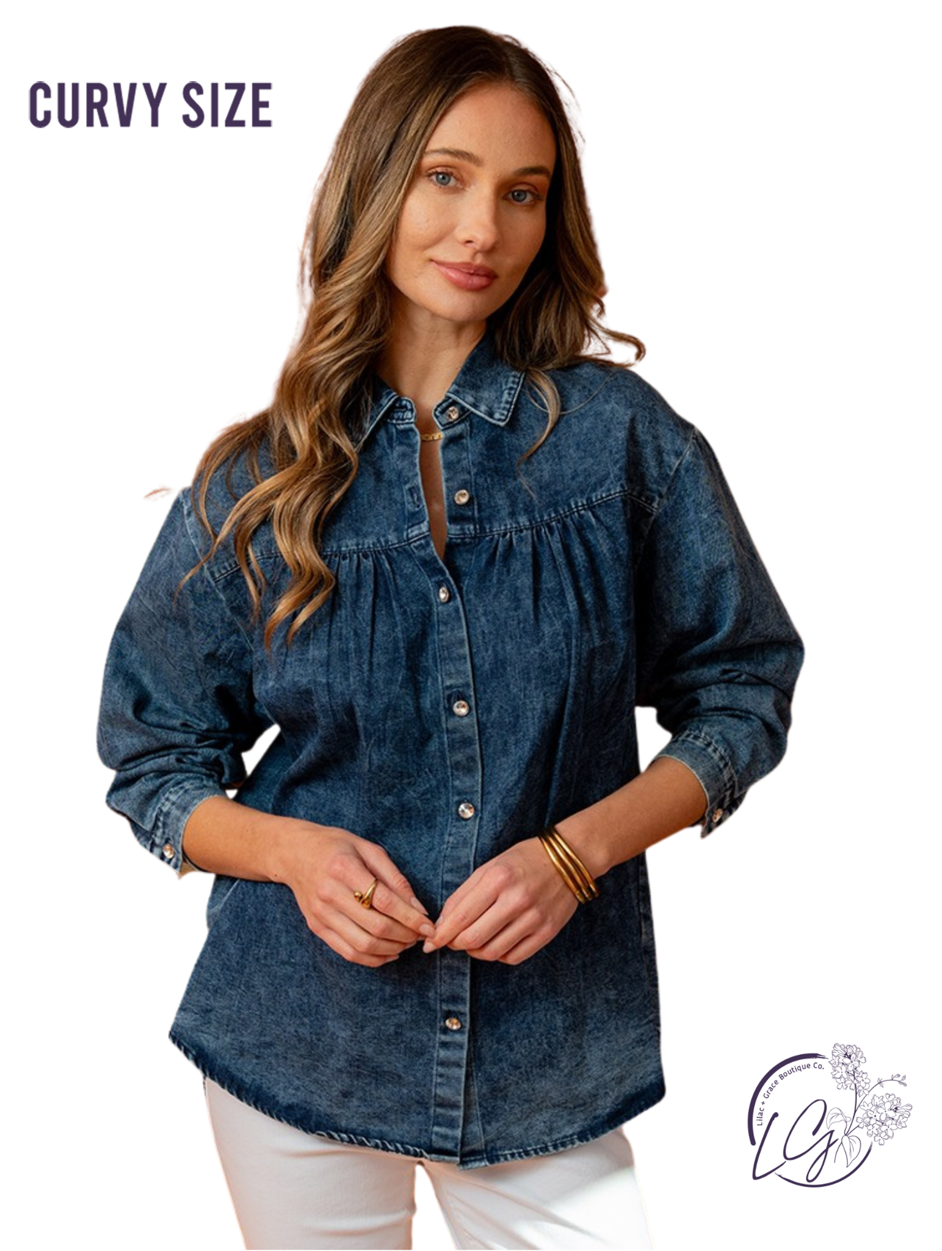 Curvy Classic Denim Button Down