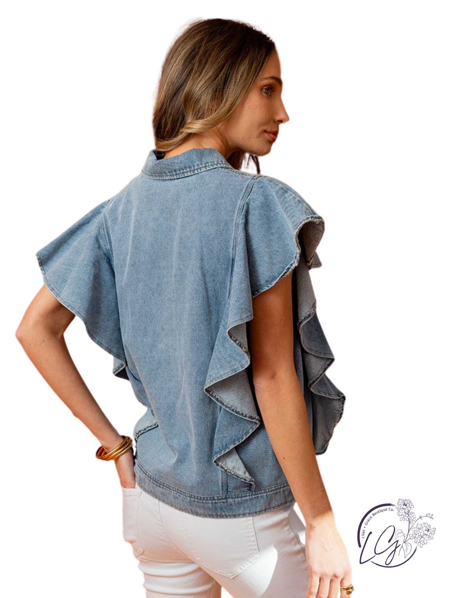 Tell Me More Denim Button-Up