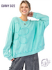Curvy Washed Garden Knit Pullover