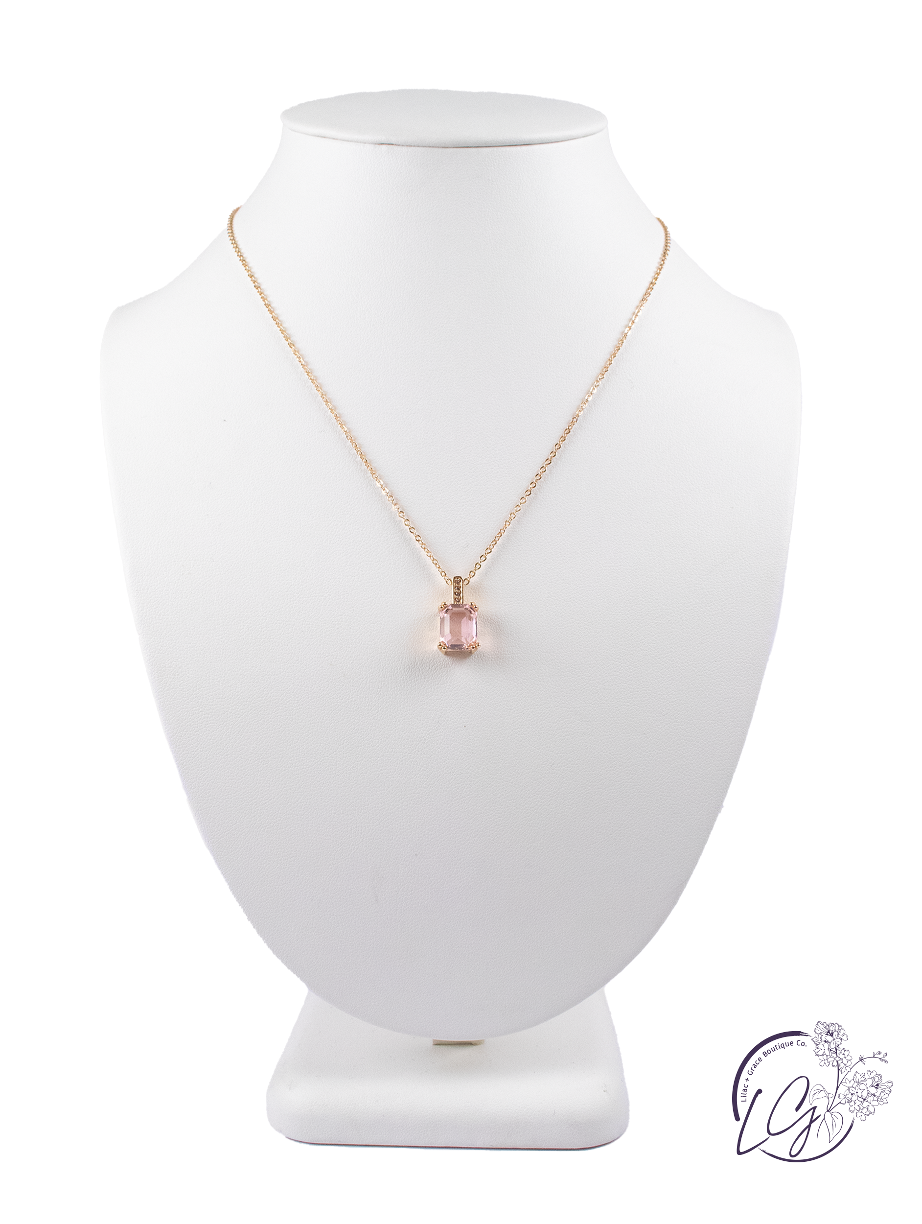Pink Square Necklace