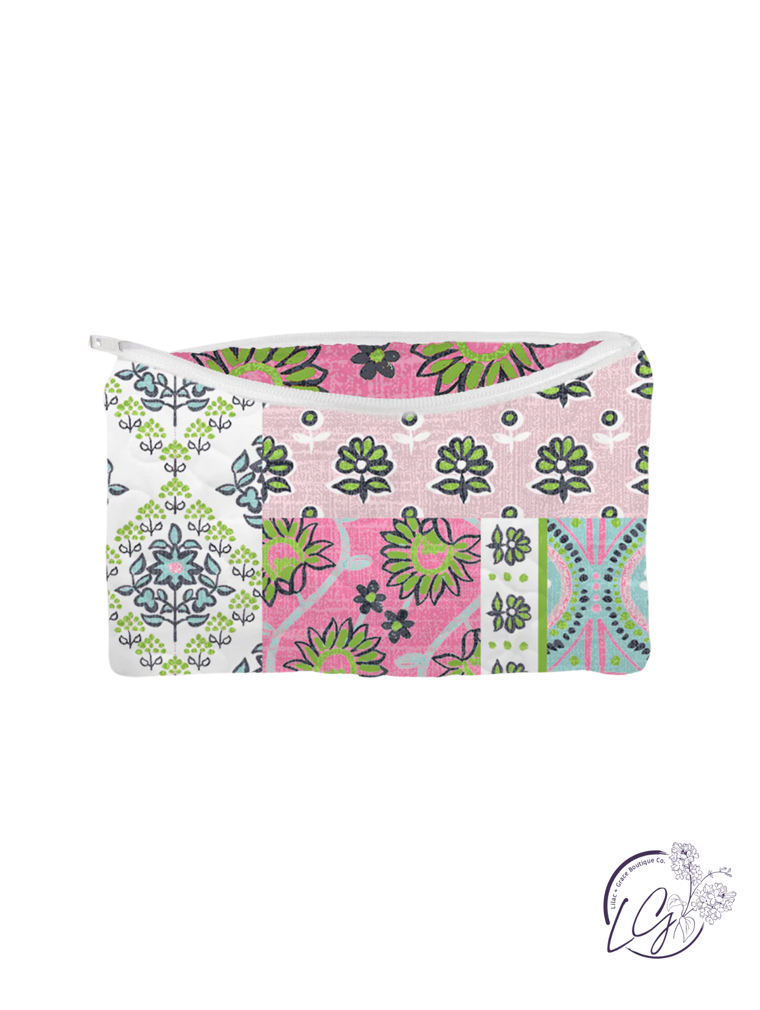 Laramie Patchwork in Green Quilted Makeup Bag