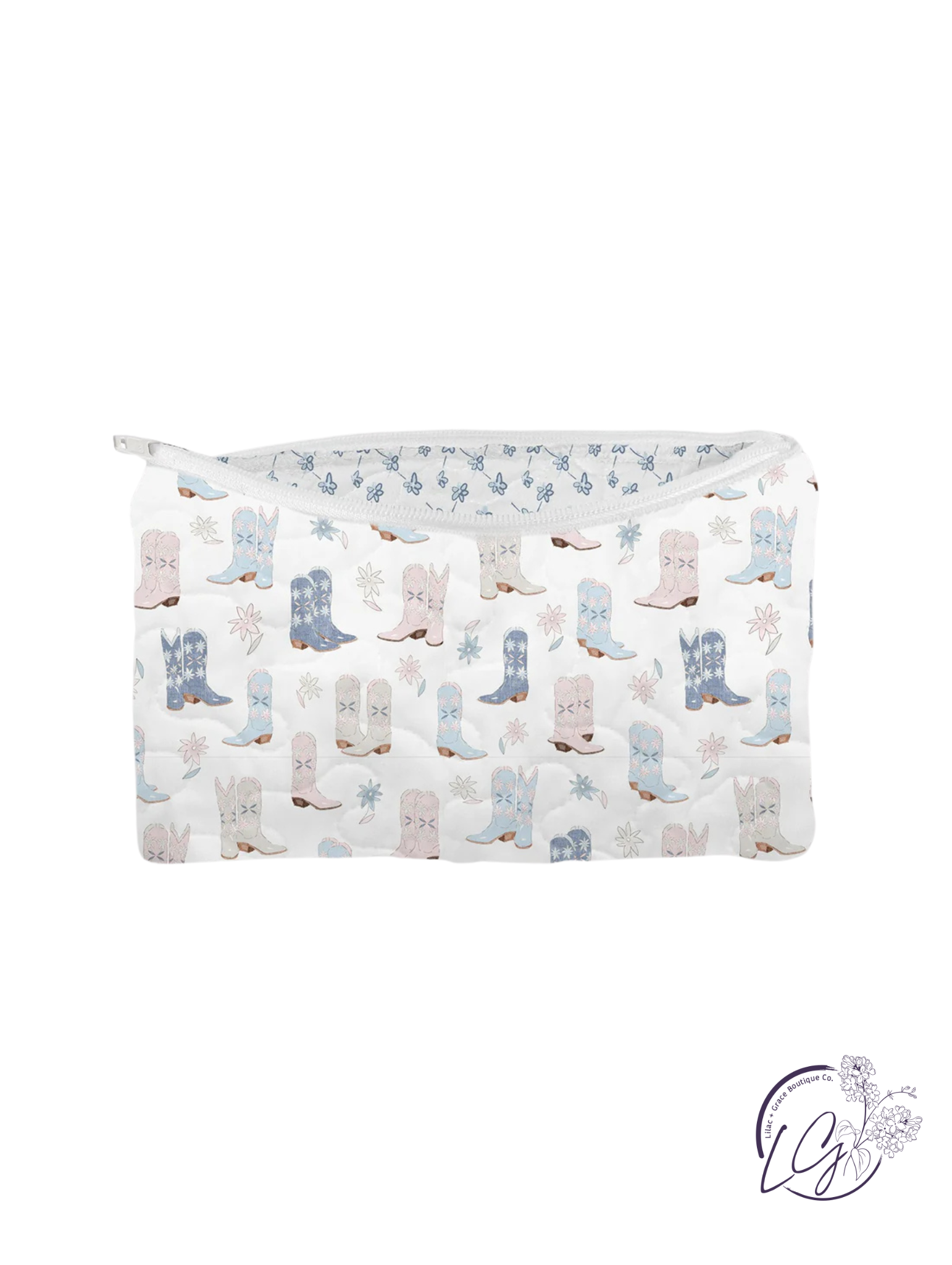 Daisy Boots Pastel Quilted Makeup Bag