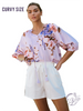Curvy Inkthread Tie Front Blouse