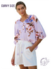 Curvy Inkthread Tie Front Blouse