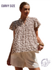 Curvy Suntrace Ruffle Sleeve Blouse