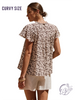 Curvy Suntrace Ruffle Sleeve Blouse
