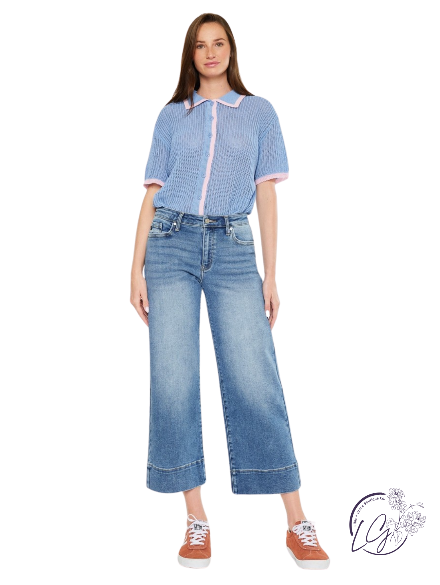 Veda High Rise Crop Wide Leg By Kan Can