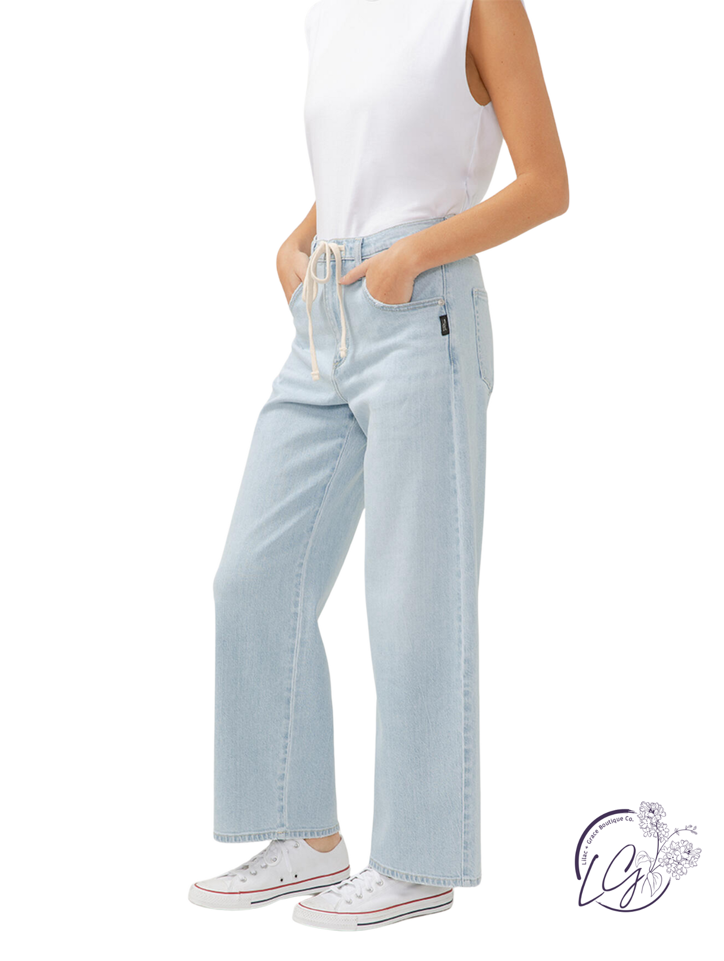 Arleth Straight Leg Drawstring Jeans by Silver Jeans