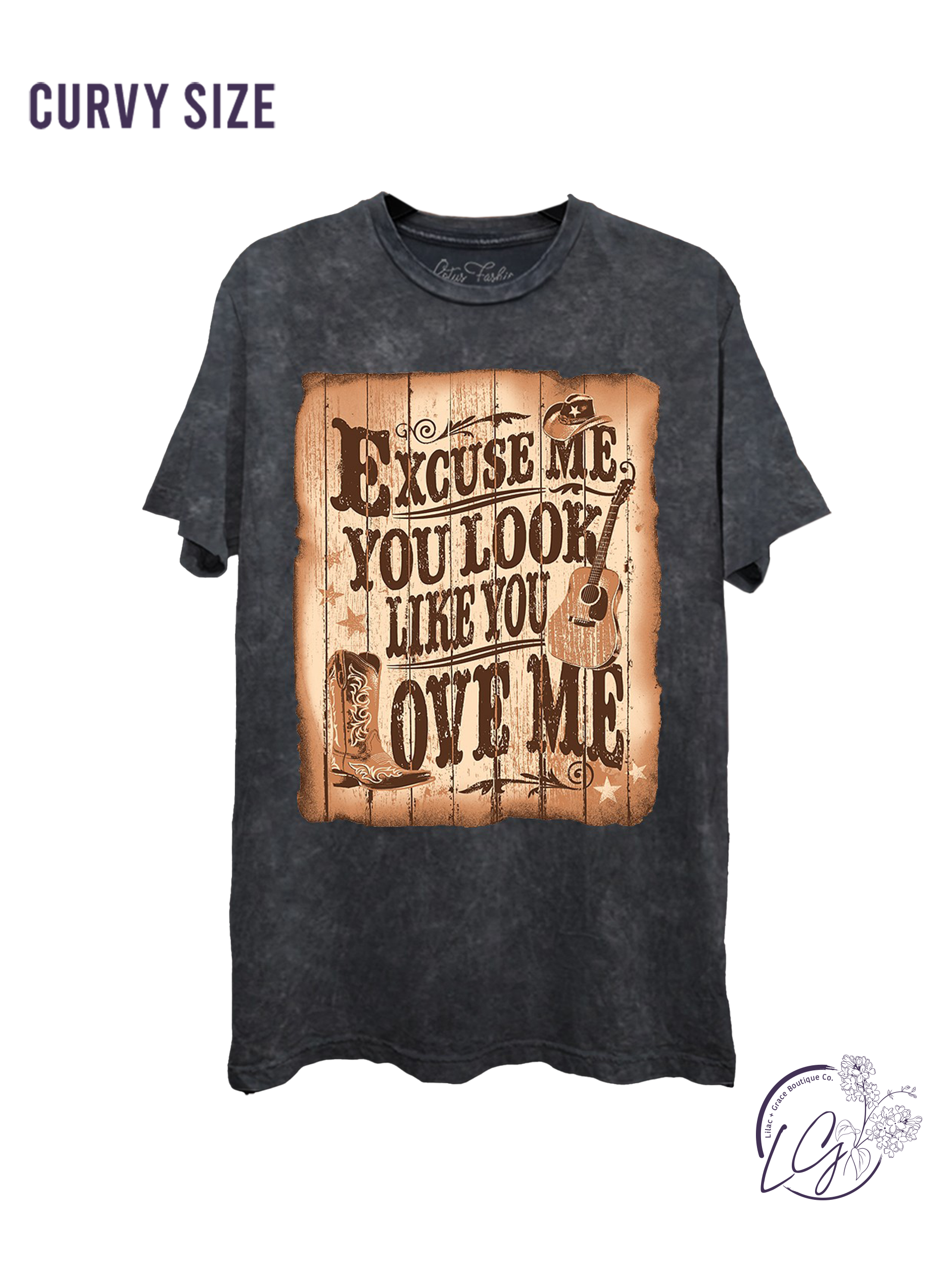 Curvy Excuse Me You Look Like You Love Me Graphic Top