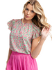 Curvy Gardenia Ruffle Sleeve Blouse