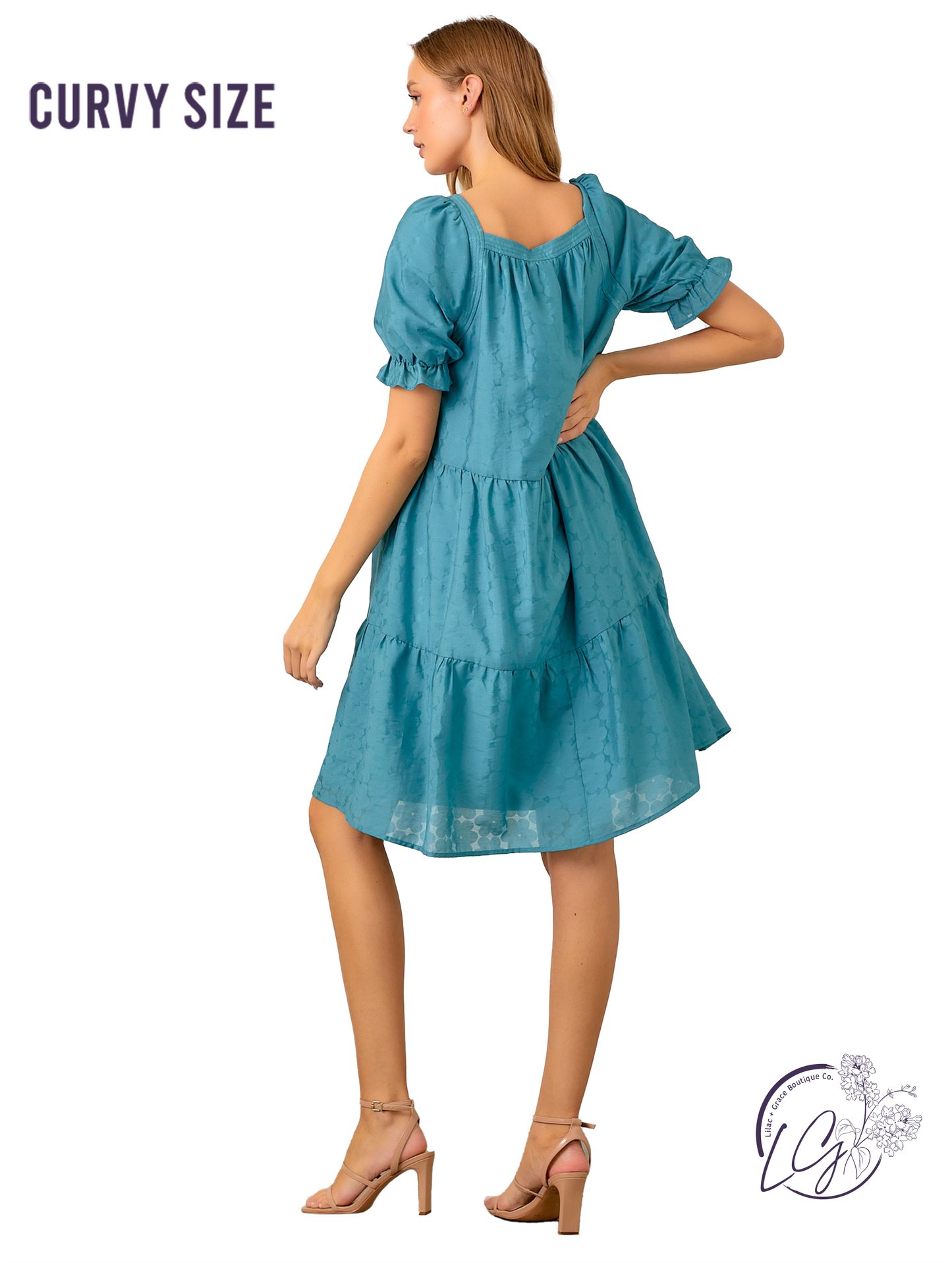 Curvy Teal Dreams Drift Dress