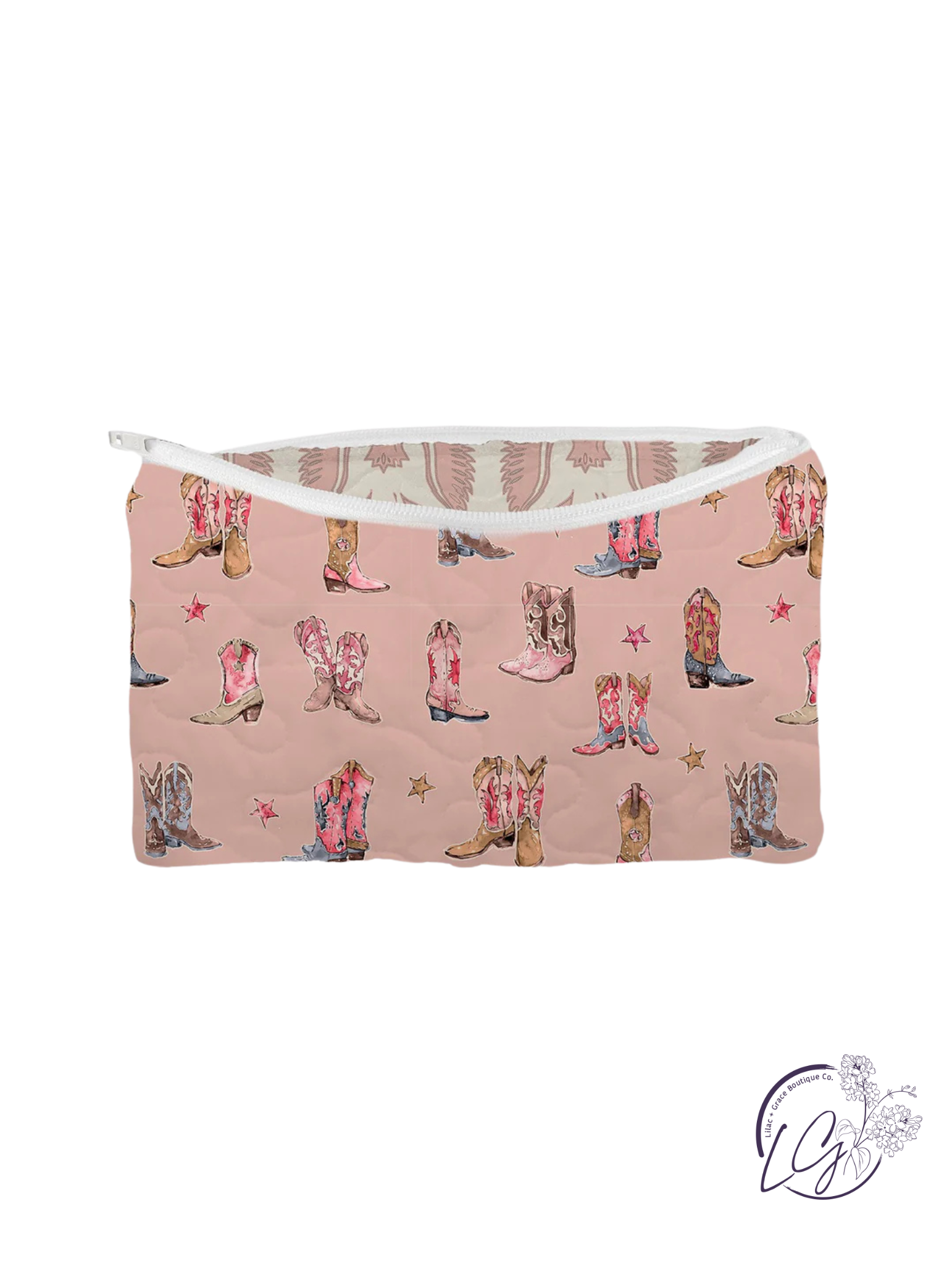 Thunderbird Boots Rose Quilted Makeup Bag