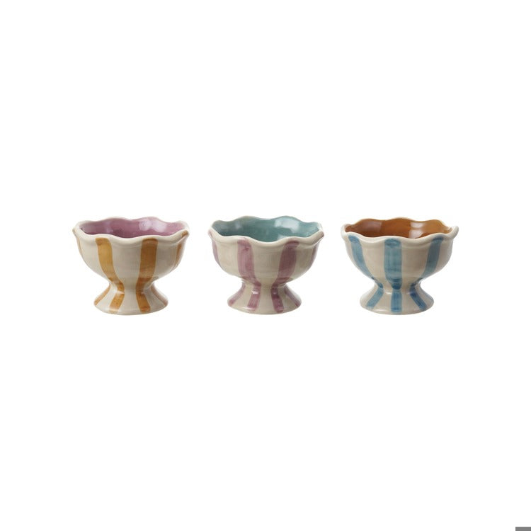 Round Stoneware Footed Bowl