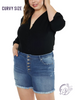 (SALE)Curvy Zelda Mid Rise Button Fly Denim Shorts by KanCan