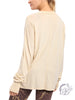 Mineral-Washed Hi-Lo Sweater with Thumb Holes