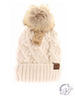 Bobble Knit Fur Pom CC Beanie