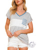 More Celebrations Striped V-Neck Tee